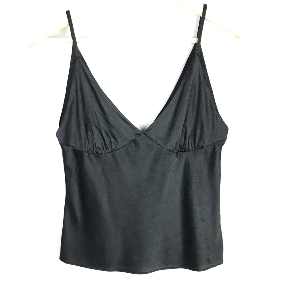 Express Stretch Black Silk V-Neck Crop Top Size 4